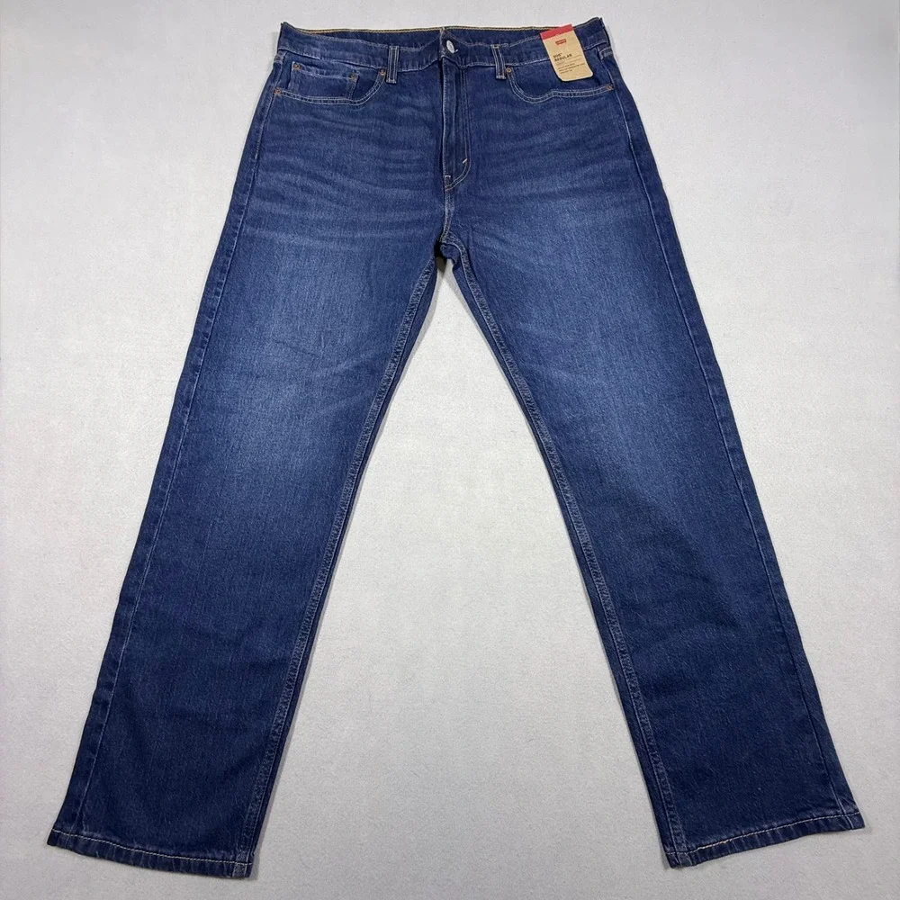 Levis 505 Regular Fit‎ Straight Leg Blue Denim Jeans Mens 36x32 Indigo NWT